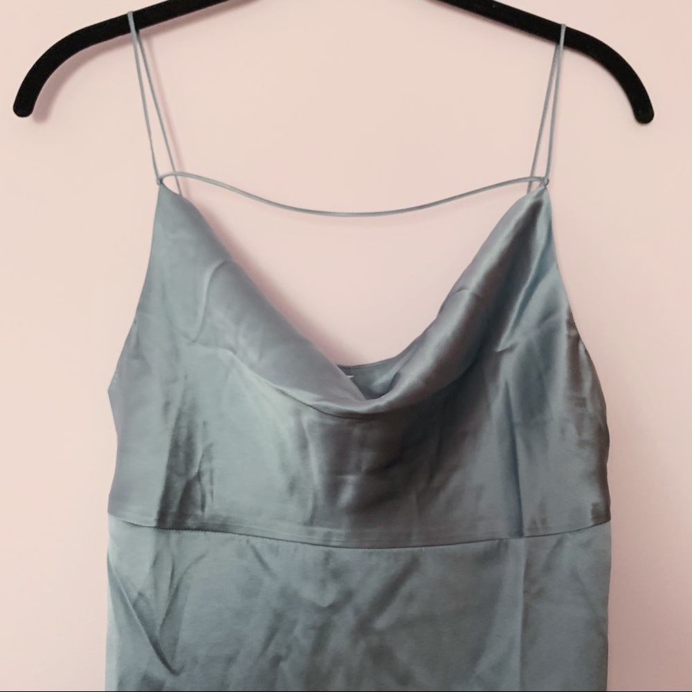 REFORMATION Meta Silk Dress in Dusty Blue Sz 4 - Picture 7 of 11
